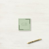 Olive Green Bold Corners Elegantes Monogramm Post-it Klebezettel (Auf Schreibtisch)