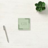 Olive Green Bold Corners Elegantes Monogramm Post-it Klebezettel (Büro)