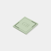Olive Green Bold Corners Elegantes Monogramm Post-it Klebezettel (angewinkelt)