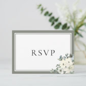 Olive Green Border Elegant Menu Choice RSVP Card Karte (Stehend Vorderseite)