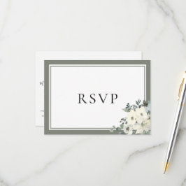 Olive Green Border Elegant Menu Choice RSVP Card Karte