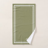 Olive Green Border Script Girl Monogram Badhandtuch Set (Handtuch)