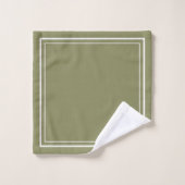 Olive Green Border Script Girl Monogram Badhandtuch Set (Waschlappen)