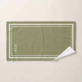 Olive Green Border Script Girl Monogram Badhandtuch Set (Handtuch)