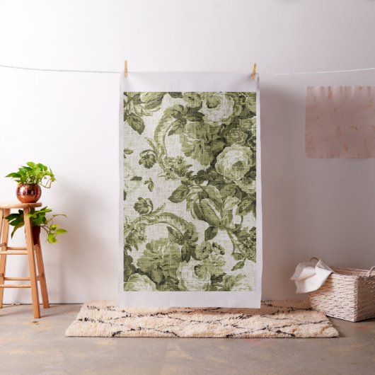 Olive Green Botanic Floral Toile No.5 Stoff (Beispiel)