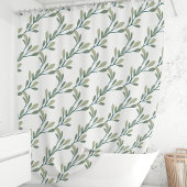 Olive Green Botanic Leaf Muster Duschvorhang