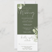Olive Green Botanical Floral All in one Wedding Einladung (Vorderseite)