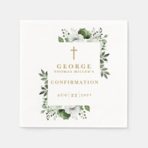 Olive Green Botanical Modern Confirmation