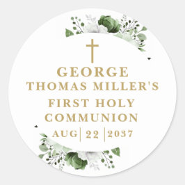 Olive Green Botanical Modern Heilige Kommune Runder Aufkleber