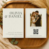 Olive Green Botanical Photo QR Code Wedding Einladung