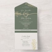 Olive Green Botanical Wedding All In One Einladung (Innen Boden)