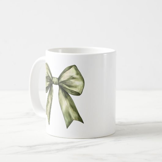 Olive Green Bow Moderne Rustikale Minimalistische  Kaffeetasse (Vorderseite Links)