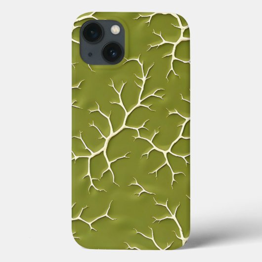 Olive Green Branch Pattern iPhone Case (Rückseite)