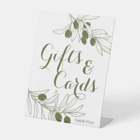 Olive Green Branches Geschenke & Karten Sockelschild (Vorderseite)