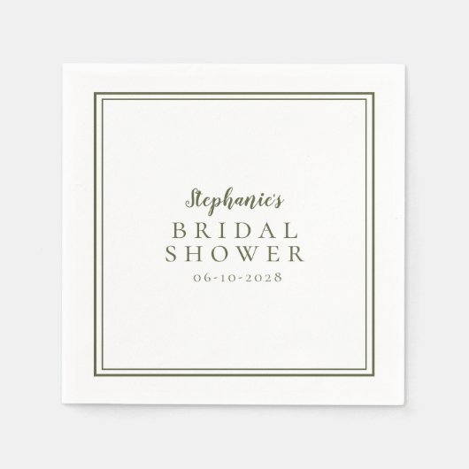 Olive Green Brautparty Wedding Simple Modern Serviette (Vorderseite)