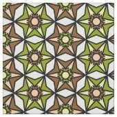 Olive Green, Brown White Geometric Retro Pattern Stoff (Nahaufnahme)