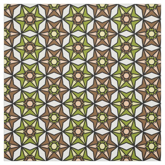 Olive Green, Brown White Geometric Retro Pattern Stoff (Muster)