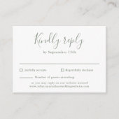 Olive Green Budget Modern Script Wedding RSVP Card Begleitkarte (Vorderseite)