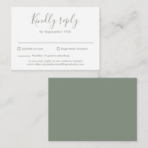 Olive Green Budget Modern Script Wedding RSVP Card Begleitkarte