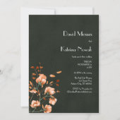 Olive Green Burnt Orange Florals Wedding Einladung (Vorderseite)