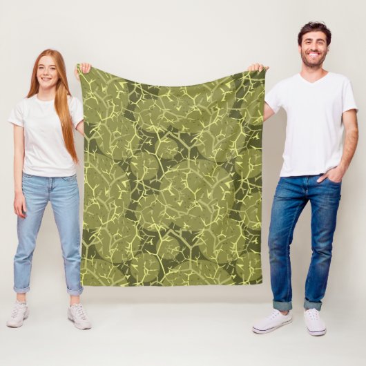 Olive Green Cactus Pattern Camouflage Print Fleecedecke (Beispiel)