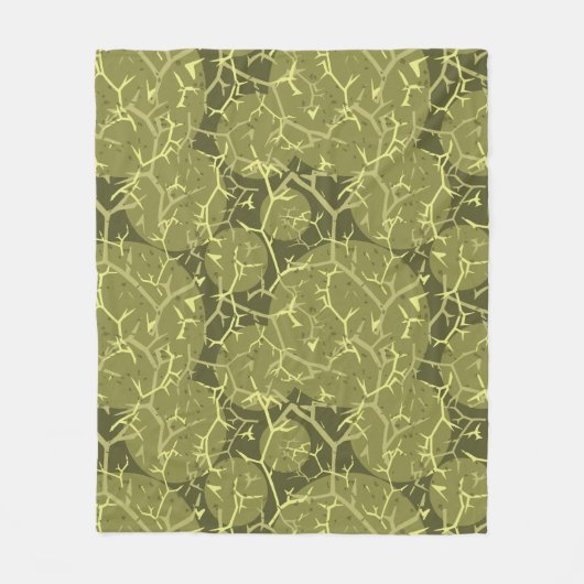 Olive Green Cactus Pattern Camouflage Print Fleecedecke (Vorderseite)