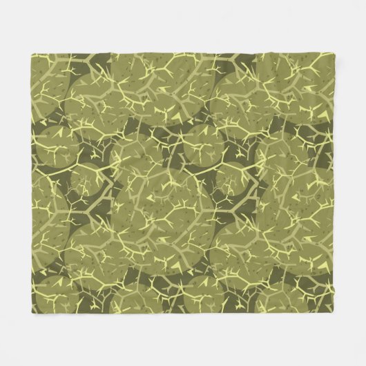 Olive Green Cactus Pattern Camouflage Print Fleecedecke (Vorderseite (Horizontal))