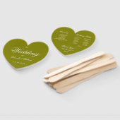 Olive Green Calligraphy Heart Wedding Program Fächer (Non-assembled)