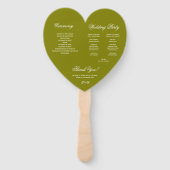 Olive Green Calligraphy Heart Wedding Program Fächer (Rückseite)