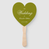 Olive Green Calligraphy Heart Wedding Program Fächer (Vorderseite)