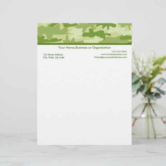 Olive Green Camouflage Custom Stationery (Stehend Vorderseite)