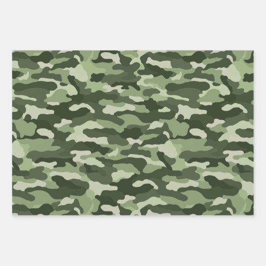 Olive Green Camouflage Geschenkpapier Set (Vorderseite)