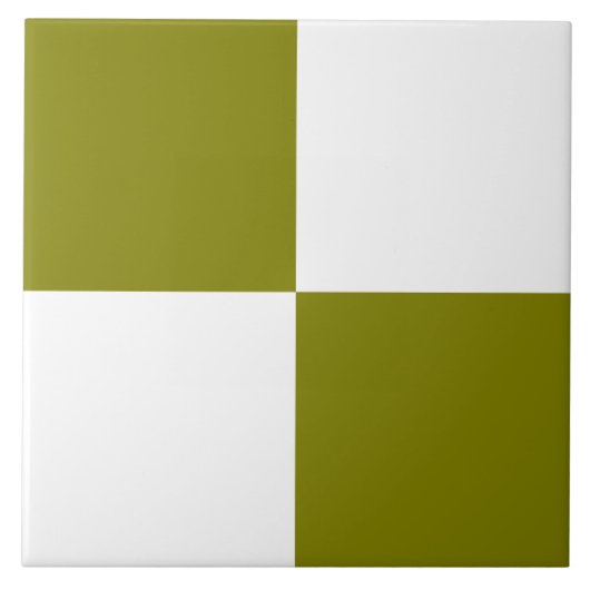 Olive Green Checked Keramik Tile Fliese (Vorderseite)