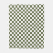 Olive Green Checkered Patered Karo Fleecedecke (Vorderseite)