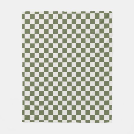 Olive Green Checkered Patered Karo Fleecedecke (Vorderseite)