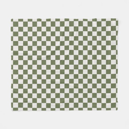 Olive Green Checkered Patered Karo Fleecedecke (Vorderseite (Horizontal))