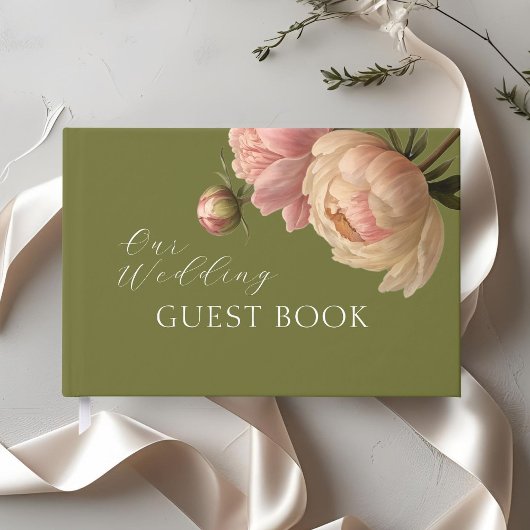 Olive Green | Chic Blush Rose Wedding Gästebuch
