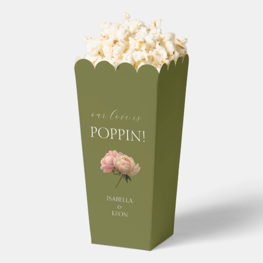 Olive Green | Chic Rose Bouquet Couple Popcorn Geschenkschachtel (Geplatzt)