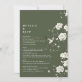 Olive Green Chinoiserie Blues All in One Wedding Einladung (Rückseite)