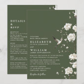 Olive Green Chinoiserie Blues All in One Wedding Einladung (Vorne/Hinten)