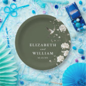 Olive Green Chinoiserie Blumengarten Hochzeit Pappteller (Party)