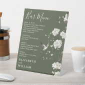 Olive Green Chinoiserie Blumenmenü Bar Hochzeit Sockelschild (In SItu)