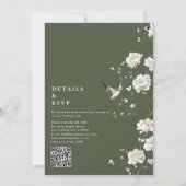 Olive Green Chinoiserie Floral QR Code Hochzeit Einladung (Rückseite)