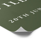 Olive Green Chinoiserie Hochzeit Begrüßungszeichen Poster (Ecke)