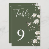 Olive Green Chinoiserie Tischnummer (Vorne/Hinten)