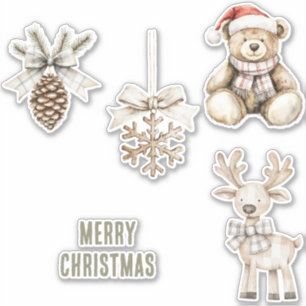 Olive Green Christmas Trees Gold Glitzer Circle Aufkleber