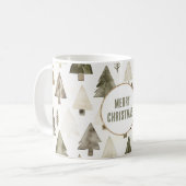 Olive Green Christmas Trees Gold Glitzer Circle Kaffeetasse (Vorderseite Links)