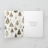 Olive Green Christmas Trees Gold Glitzer Circle Karte (Innenseite)