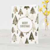 Olive Green Christmas Trees Gold Glitzer Circle Karte (Gelbe Blume)