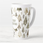 Olive Green Christmas Trees Gold Glitzer Circle Milchtasse (Rechte Ecke)